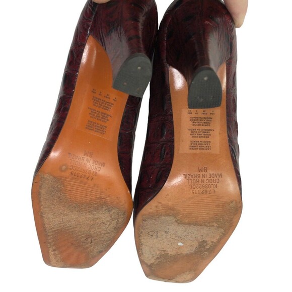 90’s Kenneth Cole Croc N Roll Square Toe Leather Pumps Heels 8M Brazil - Picture 4 of 7